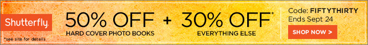 Shutterfly Labor Day 40% Off - 728x90