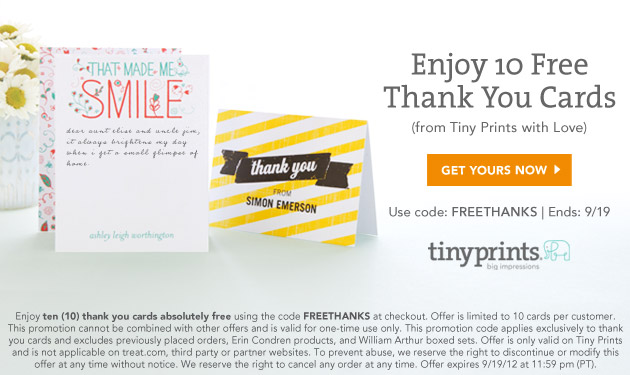 Tiny Prints 10 Free Thank You Cards