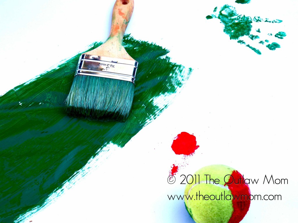 painting with brushes, balls and bodies
