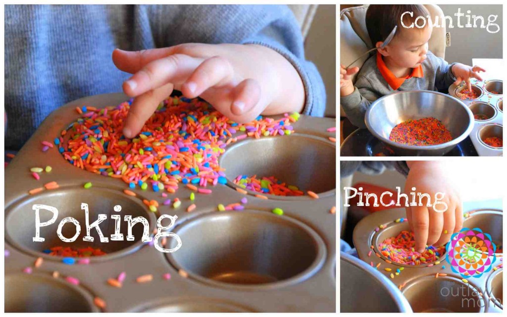 fine motor skills and sensory play rainbow rice activities
