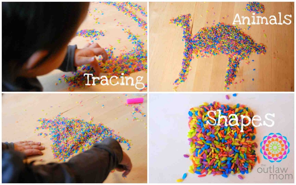 fine motor skills and sensory play rainbow rice activities