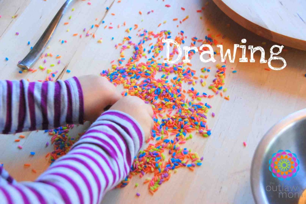 fine motor skills and sensory play rainbow rice activities
