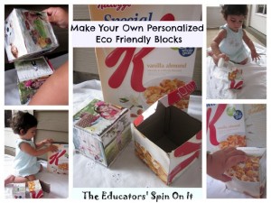 make your own eco friendly cereal box blocks