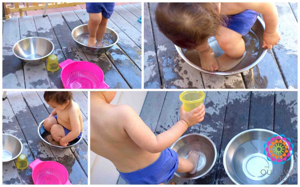 sensory play for feet playing in bowls of water child's feet in bowls of water