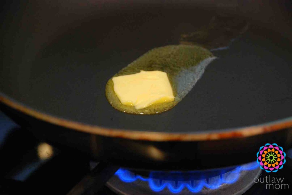 butter heating in pan