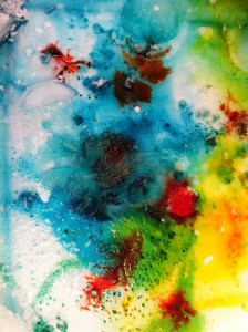 colored ice with salt cracks