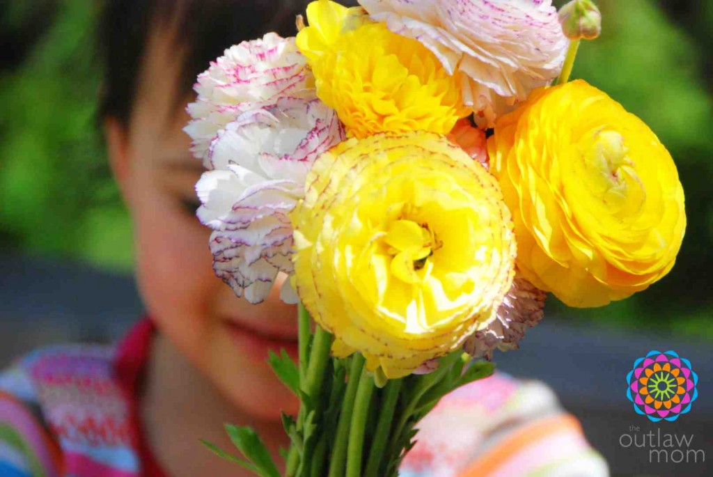 girl holding flowers