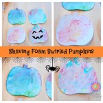 Preschool Halloween Art: Shaving Cream Swirled Pumpkins